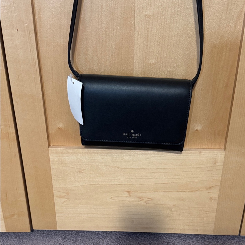 kate spade black leather small flap crossbody
